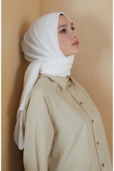 BURDEN IPEK Ellen Ecru Cotton Shawl