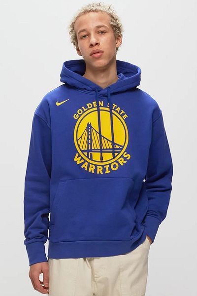 Nike Суитшърт с качулка от полар на NBA Golden State Warriors Essential Hoodie, син