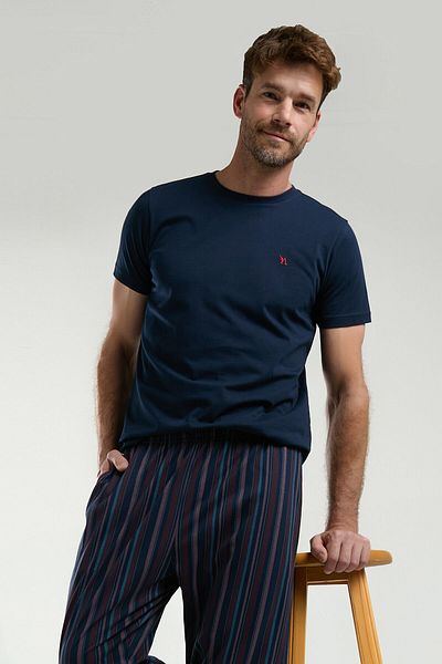 Arnetta Ανδρικό κοστούμι πιτζάμες Navy Blue με κοντό μανίκι