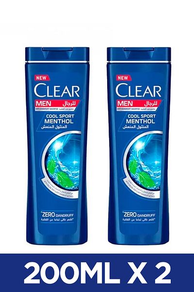 Clear Men's Anti-Dandruff Shampoo Cool Sport Menthol 200ml X2