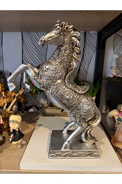 Atak Hediyelik Dekoratif şahlanan at biblo polyester 34 cm