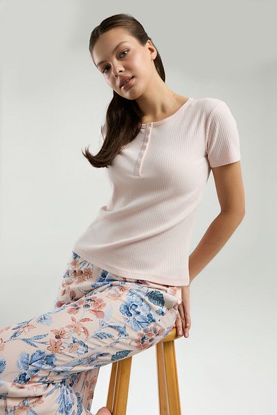Arnetta Women's Pink Short Sleeve Pajama Set