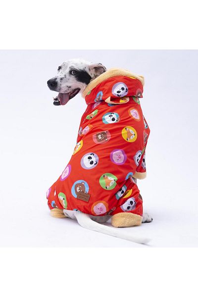 Pettrend Orange Animals Large Dog Coat Large Breed Raincoat Dog Apparel