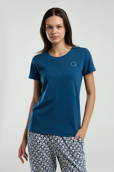 Arnetta Women's Navy Short Sleeve Pajama Set
