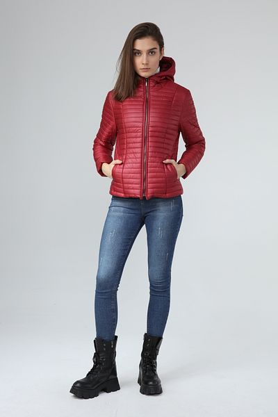 Veger Burgundy Quilted Coat 3387 - Women'S, Hooded and Waist Seated