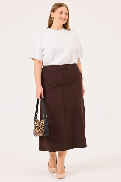 Gala-Xi Galaxi Women's Large Size Pocket Midi Skirt 4004 Brown
