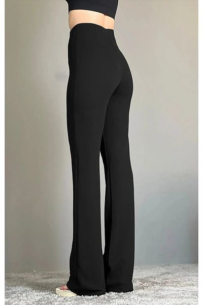 THIFF GYMWEAR Lycra Black Women's Palazzo Trousers