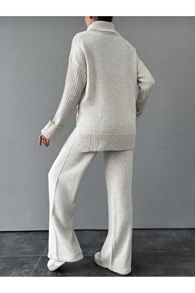 miss pera Női garbó, bordás hajfonat mintás kötöttáru szett oldalsó hasítékkal és alsó felsővel