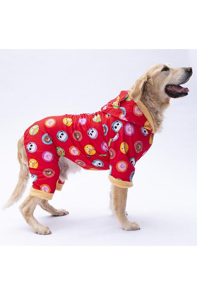 Pettrend Red Animals Large Dog Coat Large Breed Raincoat Dog Apparel