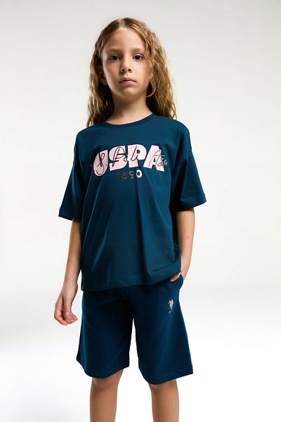 U.S. Polo Assn. U.S. Polo Assn. Girl's Navy Blue Bermuda Suit