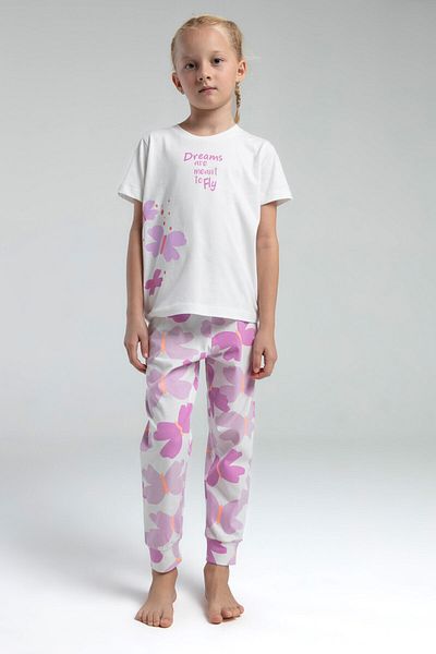 Rolypoly Costum de pijama alb cu maneca scurta pentru fete