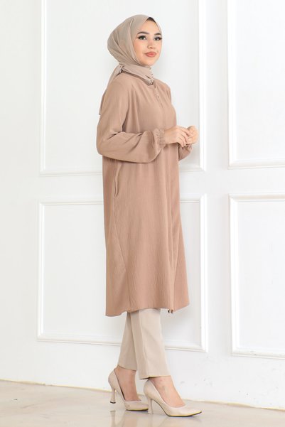 OKTAYUSTA COLLECTİON Women's Tesseture Clothing Araboy Plain Aerobin Casual Coffee Cap&Ferace