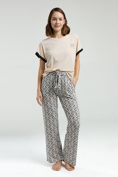 Pierre Cardin Women's Cream Short Sleeve Pajama Set