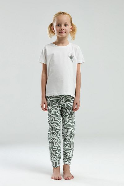 Arnetta Costum de pijama alb cu maneca scurta pentru fete