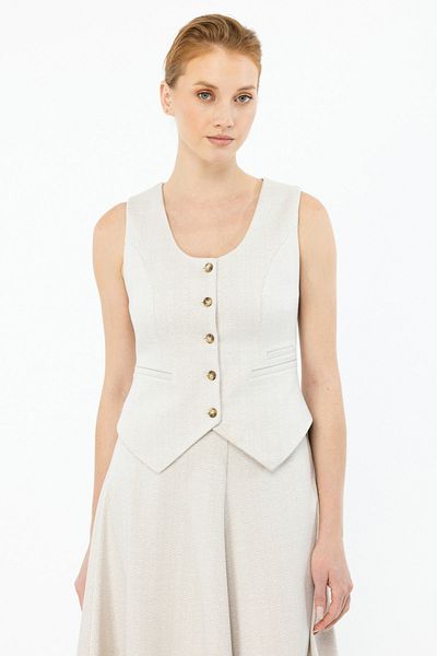 Ekol Beige Women's Vest - Fish Back Pattern, Sleeveless 6517