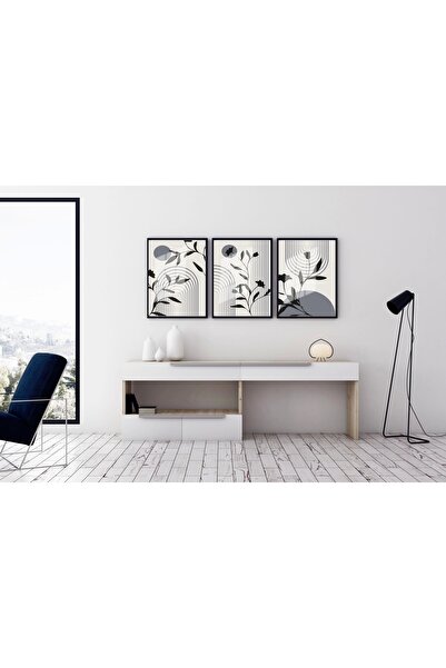 bestablo Set de pictură decorativă din lemn cu cadru din 3 piese