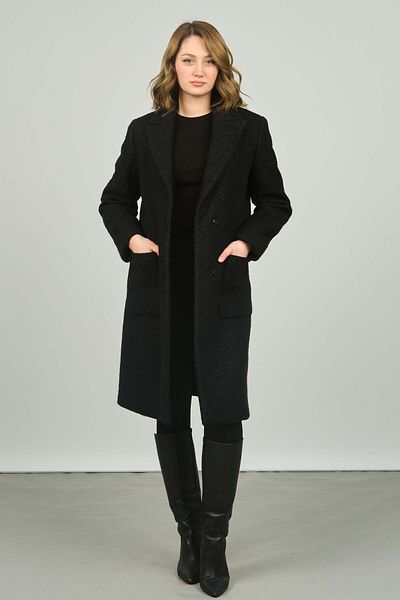 Veger Wool Plush Coat - Comfortable Fit, Snap Closure, Black 3464