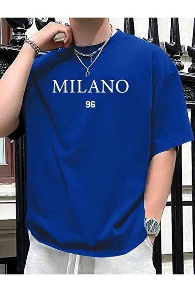 CAST COLLECTİON Ανδρικό μπλουζάκι Saks Blue 96 Milano με στάμπα Oversize