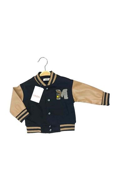 Çikoby Baby Boy Sleeves Leather Seasonal College Coat