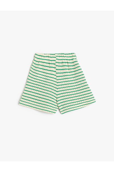 Koton Pantaloni scurți ajurat din amestec de bumbac cu talie elastică