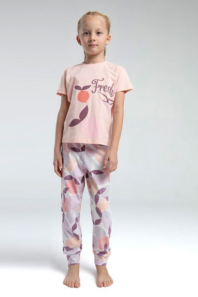 Rolypoly Girl's Orange Short Sleeve Pajama Set