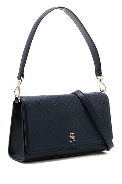 Tommy Hilfiger Monogram Th Logo Printed - Adjustable Strap Blue Women's Shoulder Bag Aw0Aw16933-Dw6