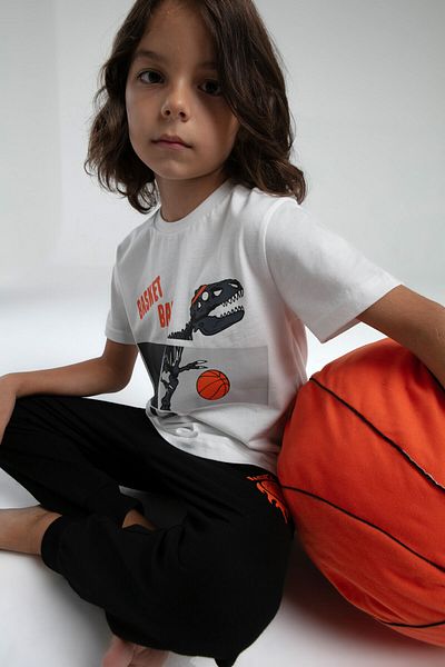 Rolypoly Costum de pijama alb cu maneca scurta pentru baieti