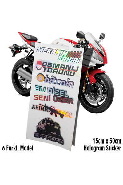 Automod araba sticker - suv arazi aracı motosiklet atv bisiklet uyumlu sticker etiket seti - hologram model