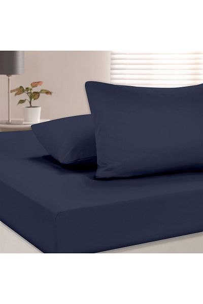 Evim 100% Cotton Akfil Flat Sheet Set Single 160X240 cm Navy Blue