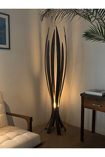 Fagus Wood ''Hedra Lambader, İskandinav Tarzı Ahşap Lambader, Dekoratif Yer Lambası, Modern Salon Aydınlatma''