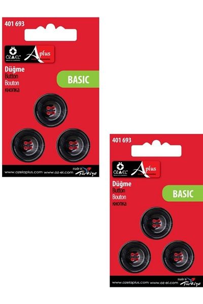 ÖZ-EL AŞ 6 Black Buttons - 20 Mm, Sweater Buttons 401 693