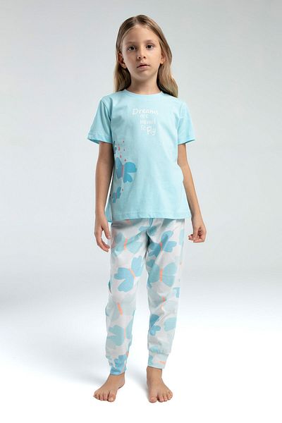 Rolypoly Set de pijamale albastre cu maneca scurta pentru fete