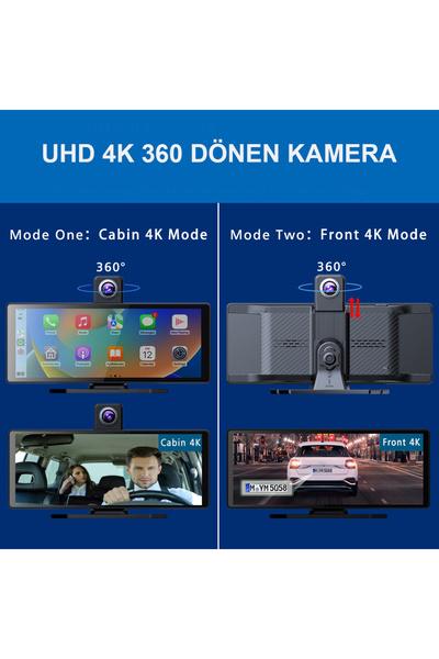 RADOON Yeni Tasarım Kablosuz Carplay Android Auto Uyumlu 4K 10.2 İnç Çift Kameralı Araç Multimedya Ekranı