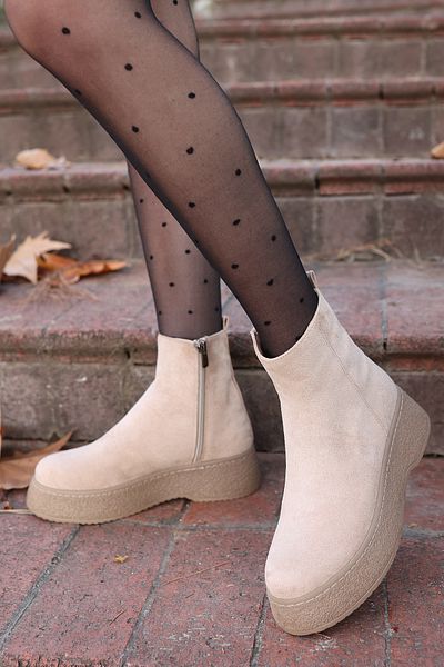 otuzbesshoes Ghete de damă din piele intoarsa - Ayels H906, cu fermoar