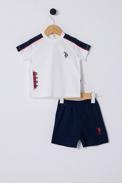 U.S. Polo Assn. قاعدة. بولو أسن. طقم بيبي بوي أحمر