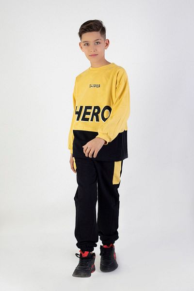 Harika KIDS Set de trening de bază tricotat cu imprimeu Hero pentru băieți