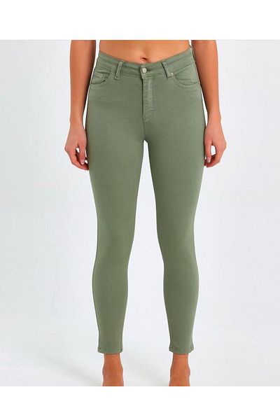 Asia FUL Lycra Ψηλόμεσο Πράσινο Skinny Παντελόνι Τζιν