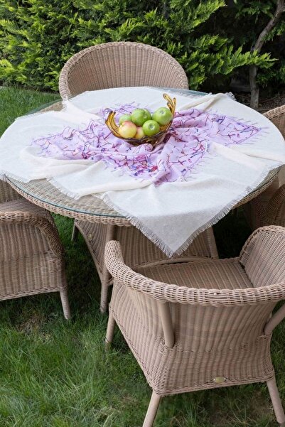 RH Rosehan مفرش طاولة مصنوع يدويًا باللون الأرجواني