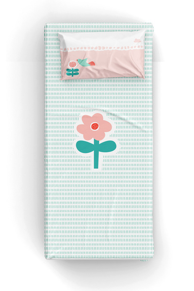 itsybitsy طقم ملاءة سرير أطفال عضوية مفردة - نمط الأزهار - سلسلة الأموليت