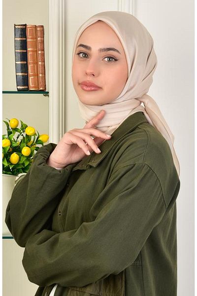 BURDEN IPEK Beige Colored Janjan Satin Evening Dress Scarf