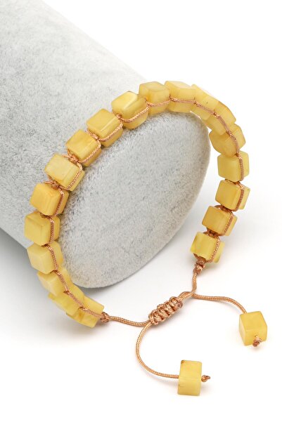 Alibaba Doğaltaş Damla Kehribar Makrome Örme Bileklik