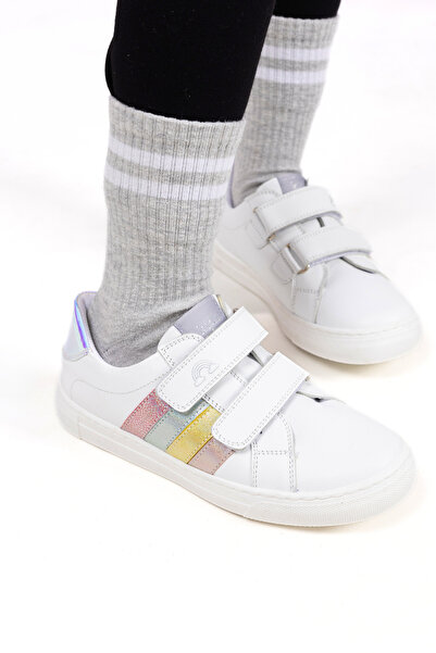 kids A more White Leather Girl's Velcro Festival Shoes
