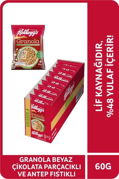 Kellogg's Beyaz Çikolata Parçacıklı&antep Fıstıklı Granola 60gr X10adet,%46 Y...