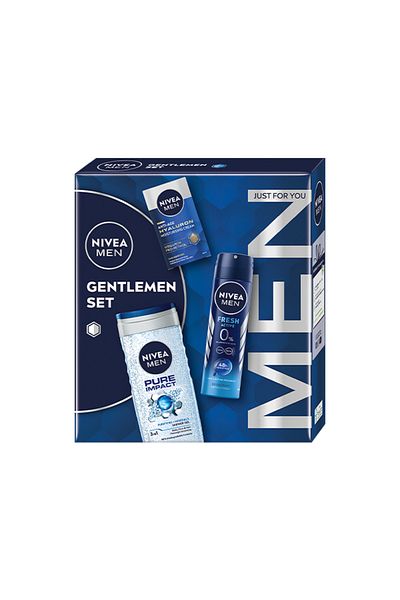 NIVEA Men : Hyaluron face cream SPF15 50 ml, Pure  shower gel 250 ml, Fresh Activ deodorant 150 ml