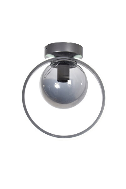 Modavize Zümrüt Modern Hol Antre Çocuk Odası Mutfak Salon Ledli - Bal Camlı Gri Renk Beyaz Işıklı Avize