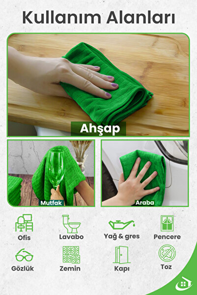 pella Tezgah Bezi Ithal 40x40cm Yeşil Yüksek Su Emici Sıkılması En Kolay