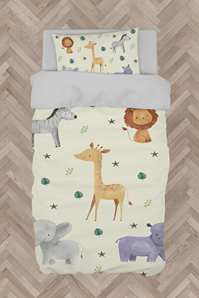 BAMBAŞKA MODA طقم غطاء لحاف بنمط سفاري لغرفة الأطفال والرضع BMN-8366