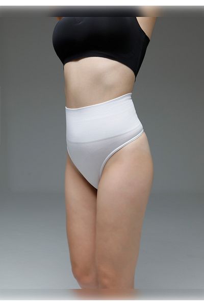 MİSTİRİK Montela Model Large Size High Waist Belly Recovery String Panties White Color