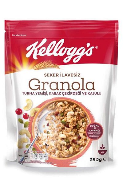 Kellogg's 250 gr X3 Pieces - Granola without Sugar Added, Crane Food, 42% Oat with Pumpkin Seeds and Cashew