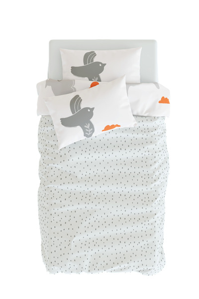 itsybitsy Double Sided Organic Single Children's Duvet Cover Set - Bird Pattern - Bird Of Life Series